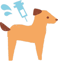 狂犬病ワクチンを接種している犬のイラスト