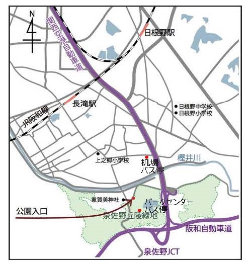 泉佐野丘陵緑地工区の位置図