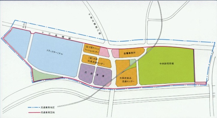 北大阪流通業務地区での用途位置図です。