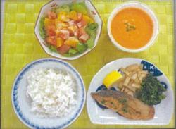 鮭とムニエルと緑黄色野菜たっぷりのカラフル定食