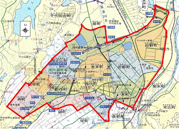 河内長野駅周辺地区　エリア図