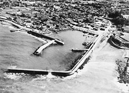 昭和３８年の下荘漁港の航空写真