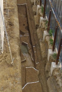 【写真】寺田遺跡から発見された住居跡と溝跡