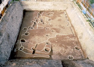 【写真】安威城跡の遺構検出状況