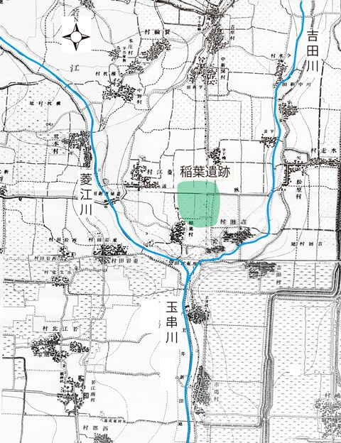 【図】稲葉遺跡の位置(明治18年の地図による)