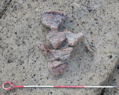 写真４　２区から出土した縄文時代晩期の土器（約2700年前）