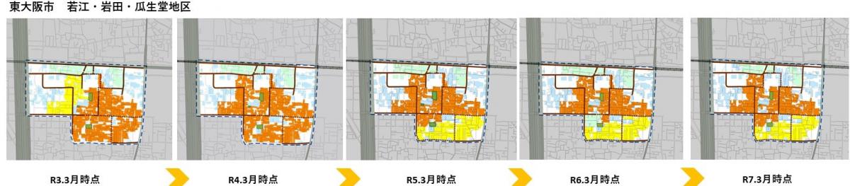 東大阪市若江・岩田・瓜生堂地区の変遷