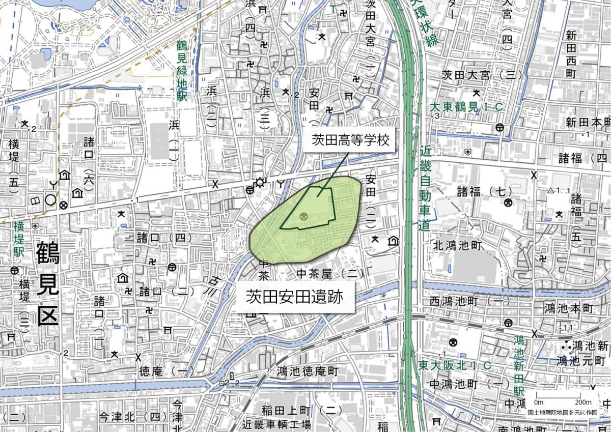 茨田安田遺跡周辺地図