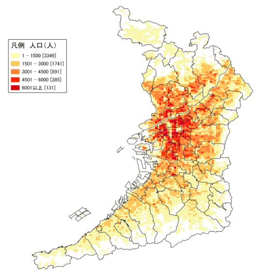 人口総数地域メッシュ地図