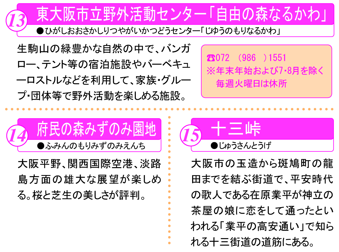 なるかわ園地他