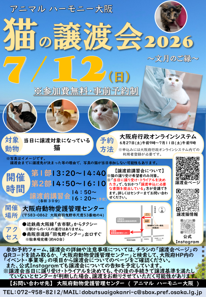猫の譲渡会2026_文月のご縁ポスター