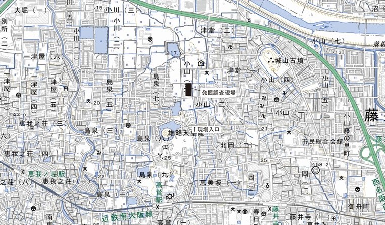 小山遺跡の位置図