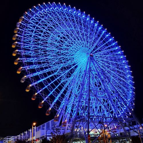 天保山大観覧車 ブルーライトアップ画像
