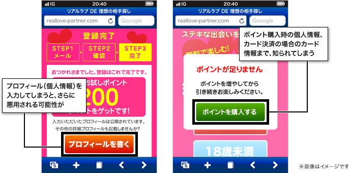 出会い系詐欺サイトのイメージ画像