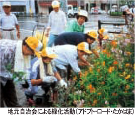 地元自治会による緑化活動の様子（アドプト・ロード・たかはま）