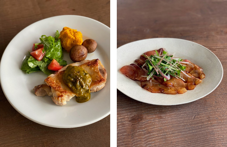 かぼちゃの皮のピュレソース・かぼちゃのマッシュと余ったお刺身食べきりレシピの写真