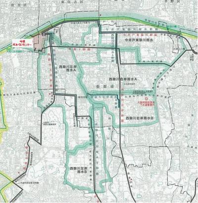 今池処理区の雨水集水区域図