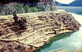 画像です。貯水池斜面の緑化前の状況写真