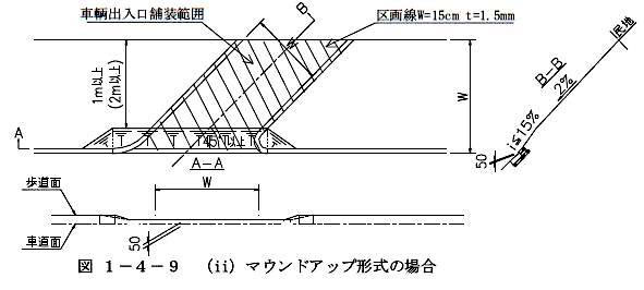 道路に斜めに設ける場合でマウンドアップ形式の場合
