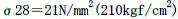 σ28=21N/mm2(210kgf/cm2)