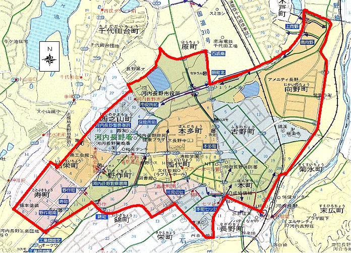 河内長野駅周辺地区　エリア図