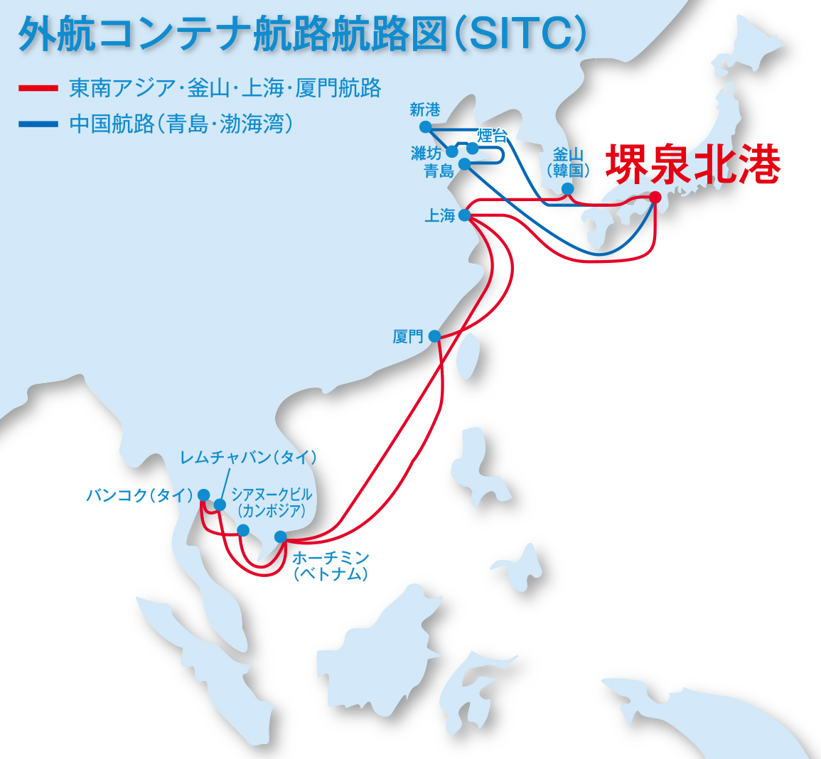 外航コンテナ航路航路図
