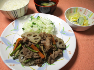 れんこんと牛肉のシャキっと炒めの画像
