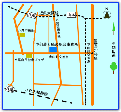 中部農と緑の総合事務所への案内図