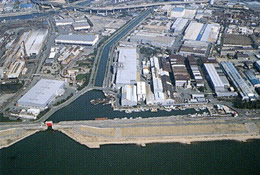 平成14年の旧大野川河口の航空写真