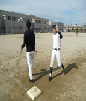 野球部のと親善試合のようす
