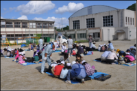 みんなで植え替え作業をするようす