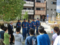 消防団による防災講座のようす