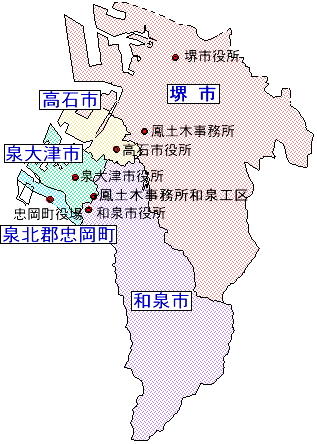 おおとり土木事務所の管内4市1町の地図