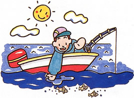 小さな魚介類を海に返すイメージイラスト