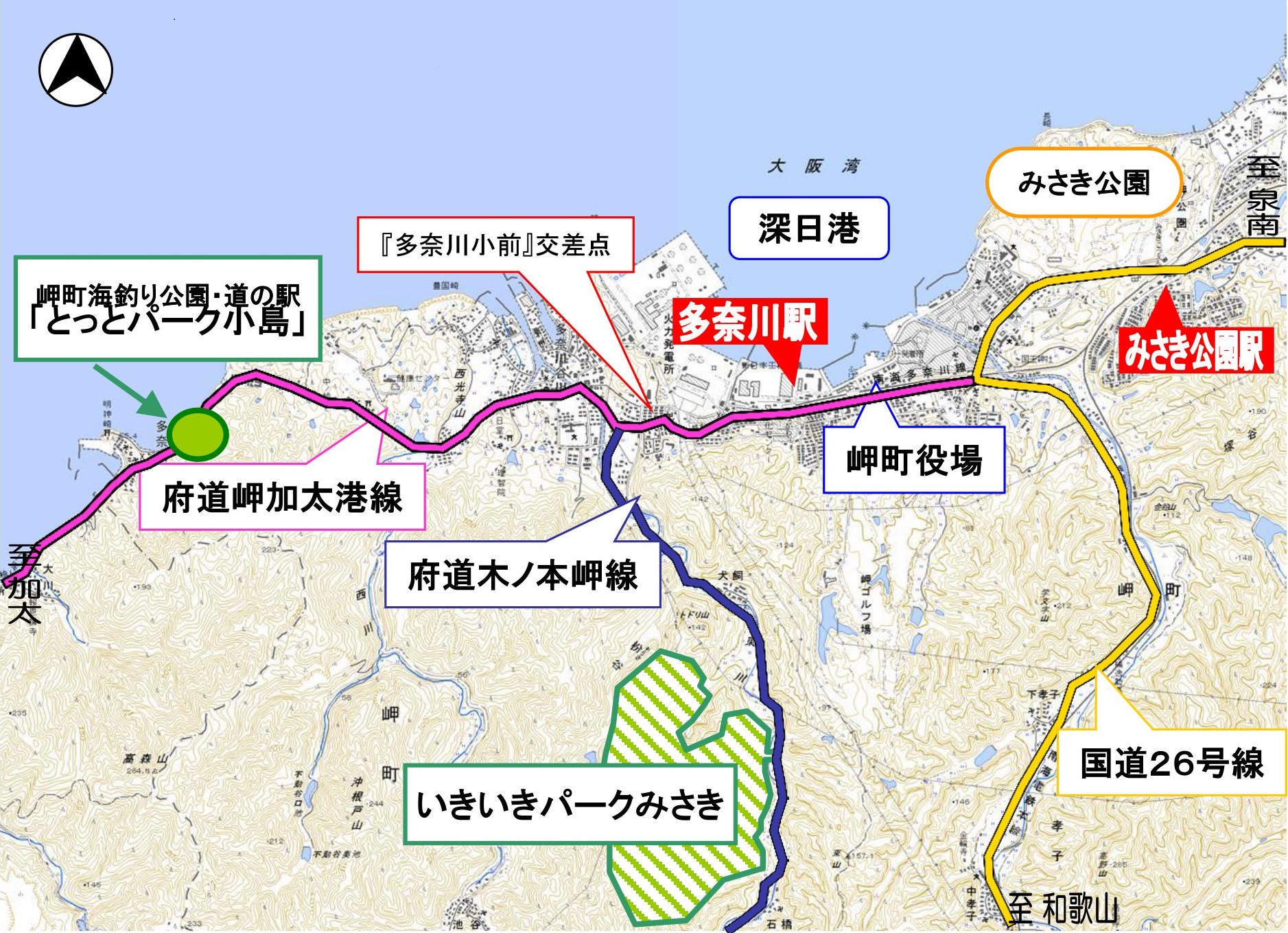 アクセスマップ（岬町周辺）