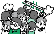 満員電車に乗っている時のイラスト