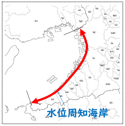 水位周知海岸の区域図