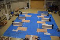資材（建築防水材等）、道具、工具は主催者が搬入して実施している写真正面から