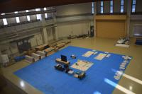 資材（塩ビシート防水材等）、道具、工具は主催者が搬入して実施していますの写真右から