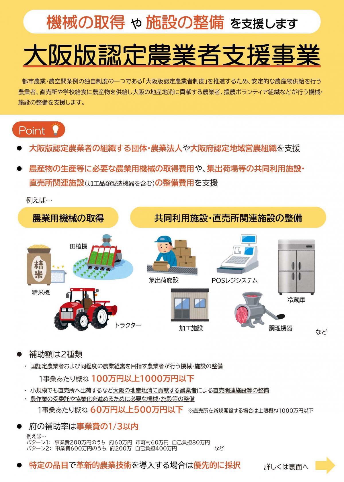 大阪版認定農業者支援事業チラシ表
