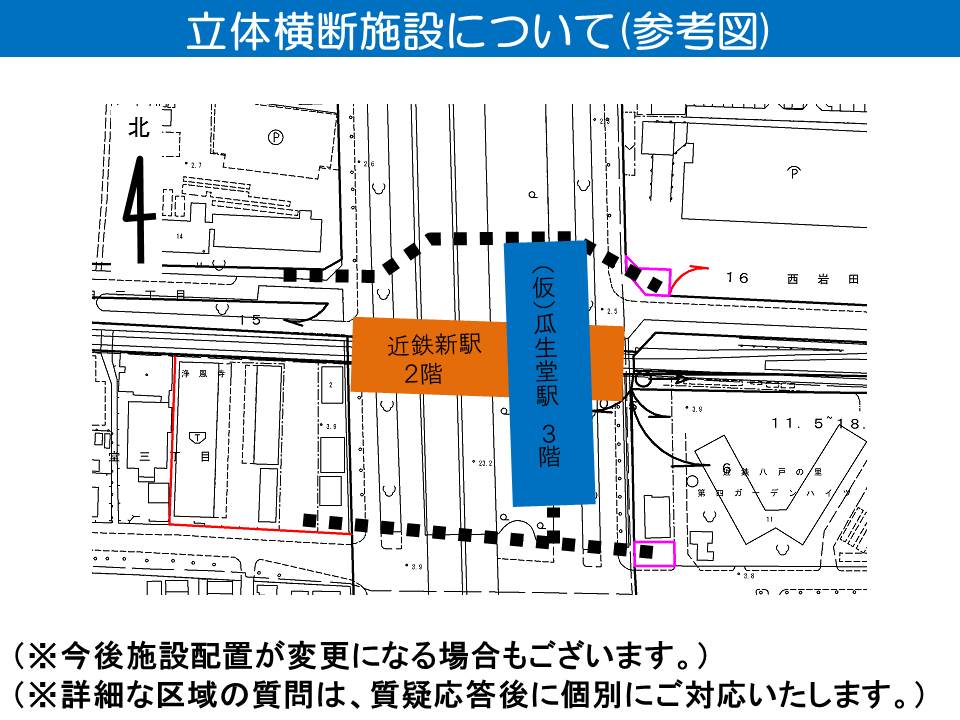 仮称瓜生堂駅周辺の立体横断施設の参考図