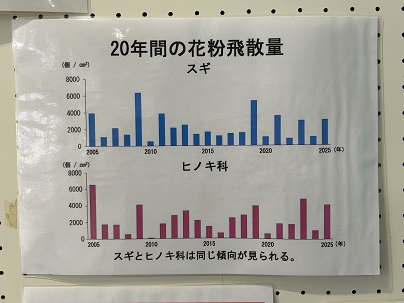 【写真】（棒グラフ）20年間の花粉飛散量