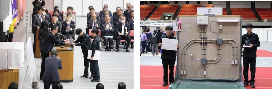 表彰状を受け取る生徒の写真