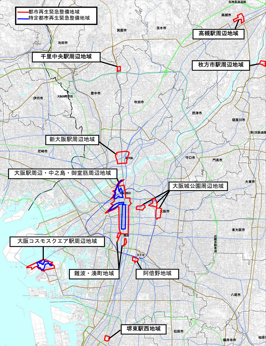 都市再生緊急整備地区位置図