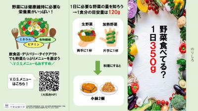 野菜食べてる？1日350g（卓上POP 三角柱）