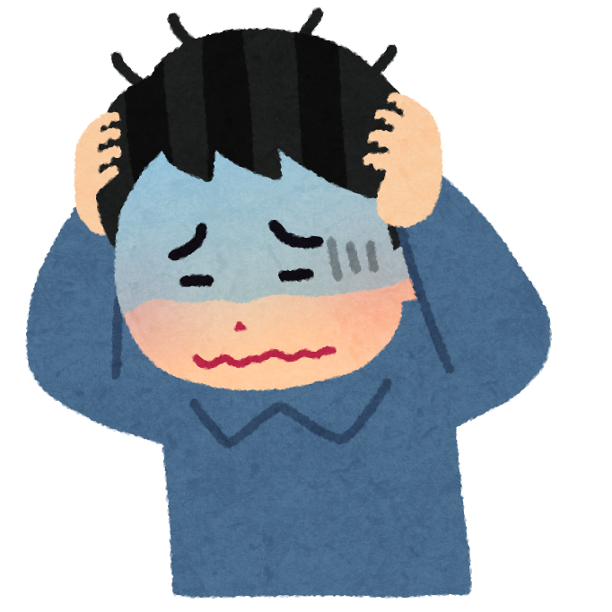 悩んでいる男の人の画像