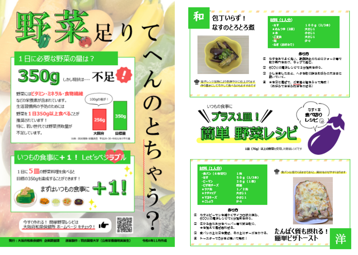 いつもの食事に野菜＋1皿