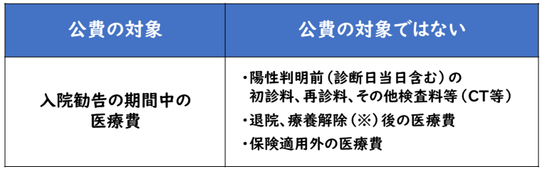 入院公費の対象費用