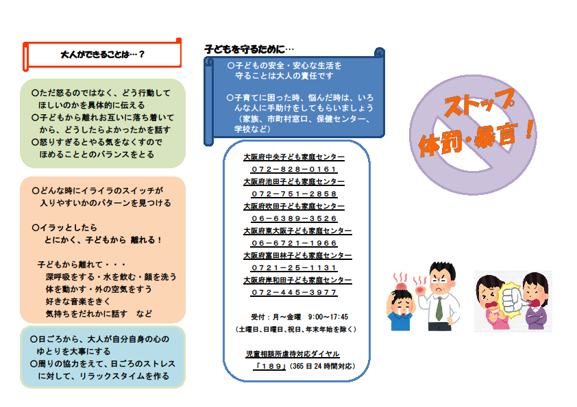 リーフレット　ストップ体罰・暴言の表面の画像