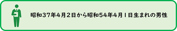 昭和37年4月2日から昭和54年4月1日生まれの男性